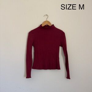 Burgundy Ribbed Long Sleeve Top